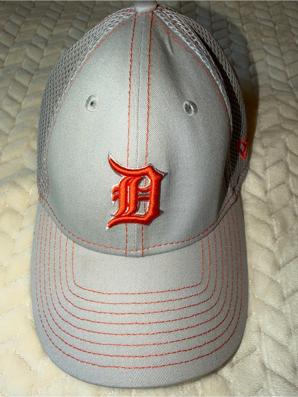 Detroit Tigers MLB New Era 39thirty Hat Grey Orange Size Small/Medium Fitted